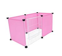 PENIKOKO Detachable Pet Isolation Fence for Small Pets Hamster Rabbit Safety Playpen Pink Mini Exercise Enclosure Easy Assembly Portable House