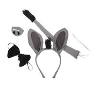 PENIKOKO Donkey Ears Headband Set for Kids with Cloth Bowtie, Nose, and Decorative Tail, for Halloween and School Plays Costume Accessories