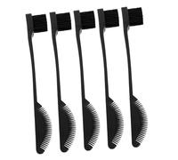 PENIKOKO Dual-ended Makeup Brush Set 5pcs Lash Separator and Brow Taming Comb Black, Double Head Concealer and Hair Edge Brush for Women’s Eyebrow Grooming and Hair Styling