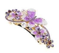 PENIKOKO Elegant Rhinestone Spring Hair Barrette for Women Secure Grip Butterfly Flower Ponytail Holder Lightweight Comfortable Design Timeless Purple Hair Accessory with Fine Craftsmanship