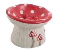 PENIKOKO Elevated Cat Food Bowl Cute Mushroom Shape Ceramic Slow Feeder Dish for Kitten Small Dog Vomiting Eating