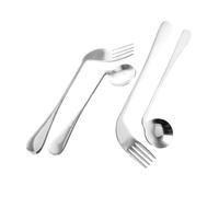 PENIKOKO Ergonomic Angled Spoon and Fork Stainless Steel Adaptive Utensils for Disabled and Elderly with Curved Handles Reducing Wrist Stress Comfortable Grip Feeding Aids