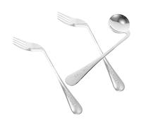 PENIKOKO Ergonomic Curved Stainless Steel Spoon and Fork for Disabled Adults Angled Self Feeding Utensils for Elderly and Patient Assistance Cutlery for Support