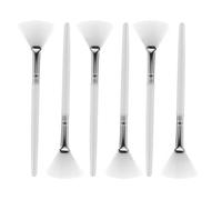 PENIKOKO Facial Mask Applicator Brush 6Pcs White Fan Shape Soft Bristles Long Handle for Applying Sleeping Masks and Chemical Peels