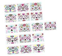 PENIKOKO Fluorescent Face Sticker Halloween Skull Floral Temporary Waterproof Adhesive Body Decoration 16 Sheets Creative Neon Day of The Dead Festival
