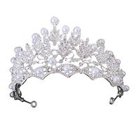 PENIKOKO Girls Crown Headband Pearl Crown Hair Accessory Bridal Headdress for Wedding Guest