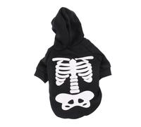 PENIKOKO Glow Skeleton Dog Costume Small Pet Halloween Outfit with Skull Print for Cats Easy to Wear Skeleton Dog Garment for Parties Parades and Daily Use