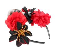 PENIKOKO Halloween Skeleton Headband with Realistic Rose Flowers Lightweight Fashion Hairband for Women Chic Cosplay Costume Accessory Comfortable Party Headdress for Festival and Parade