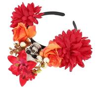 PENIKOKO Halloween Skull Headband with Artificial Flowers Day Dead Hairband for Women Decorative Halloween Hair Accessory for Parties Cosplay and Masquerades