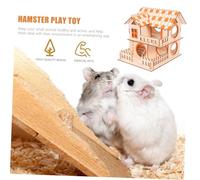 PENIKOKO Hamster Wooden Hideout House 2-layer Double Deck Wood Hut Toy Orange Small Pet Hideaway for Hamsters and Small Rodents