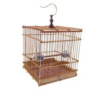 PENIKOKO Handmade Carbonized Bamboo Bird Cage with Removable Tray and Hanging Hook Small Parrot Travel Cage for Budgies Lovebirds Goldfinches Rectangular Aviary with User Friendly Lock