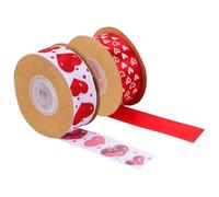PENIKOKO Heart Pattern Wrapping Ribbon Rolls 2pcs, Delicate Valentine’s Day Wrap Ribbon for Flower Bouquets and Party Decorations, 10 Yards Each