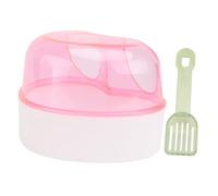 PENIKOKO Heart-shaped Small Pet Bath Tub for Hamsters and Chinchillas Sand Bath with Half Transparent Design Portable Stress-relief Basin with Shovel Small Pet Accessory Random Color