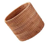 PENIKOKO Imitated Rattan Basket Small Round Waste Bin Rustic Home Organizer Decorative Fruit and Vegetable Storage Basket for Kitchen and Desktop Use