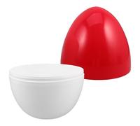PENIKOKO Jumbo Fillable Easter Egg Box 30X20Cm Large Red Top White Base DIY Oversized Egg Holder Storage Plastic Display Container for Christmas Party Favors and Prize Draws