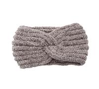 PENIKOKO Knitted Woolen Yarn Exercise Hair Band Cross Sports Headwrap for Women Warm Coffee Grey Headdress Soft Stretchy Winter Hair Hoop for Outdoor Activities