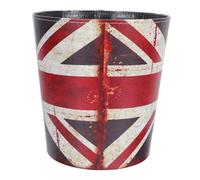 PENIKOKO Large Capacity European Style Leather Trash Can Spacious Open Top Waste Storage Bucket for Home Practical Adorable Ash Bin with Handle Vintage British Design for Bedroom and Office
