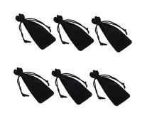 PENIKOKO Lipstick Storage Pouch Drawstring Jewelry Bag 6pcs 6x14cm Black Velvet Dustproof Cosmetic Bag for Women Travel Outdoor Makeup Organizer