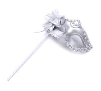 PENIKOKO Masquerade Masks Creative Pattern Design Silver Crystal for Women 3pcs Plastic Half Face Masks Comfortable Party Handheld for Halloween and Costume Parties