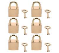 PENIKOKO Mini Gold Padlocks with Keys 6pcs - Small Vintage Decorative Locks for Jewelry Boxes, Diaries, Backpacks and Suitcases - Lightweight Metal Keyed Padlock Set for Travel and Home Use