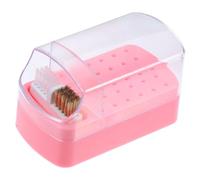PENIKOKO Nail Drill Bits Organizer 30-slot Storage Case with Cleaning Brush Manicure Polisher Box for Nail Art Supplies and Salon Use Pink