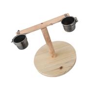 PENIKOKO Natural Parrot Standing Pole with Suspension Bridge and Food Basin Rack Bird Climbing Playset for Exercise and Training Easy to Clean Bird Perch Stand for Parakeets and Cockatiels