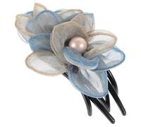 PENIKOKO Non Slip Duckbill Hair Clip with Silk Flower Stylish Sectioning Clamp for Women Hair Styling Accessories Elegant Blue