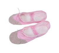 PENIKOKO Non-slip Pink Canvas Ballet Shoes with Sole Double Elastic Fit for Adults and Comfortable Stretch Dancing Flats for Ballet Yoga Modern Dance