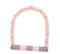 PENIKOKO Parrot Bird Perch Stand Claw Grinding Stick Sturdy Cage Toy for Balance Training and Beak Care Large Pink White Swing for Parakeets and Cockatiels