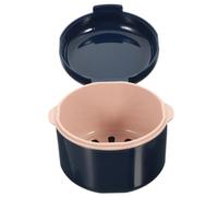 PENIKOKO Portable Orthodontic Retainer Case Blue Small Denture Storage Holder Box for Braces and False Teeth, Compact Mouth Guard Container for Travel and Daily Use