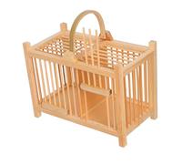 PENIKOKO Portable Small Animal Travel Carrier Cage with Wooden Frame Lightweight Cricket and Hamster Nesting Cage for Outdoor Use Easy-clean Pet Transport Box with Handle for Gerbils and