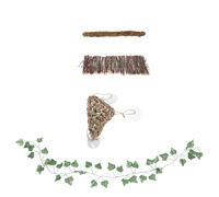 PENIKOKO Reptile Tank Accessories 4pcs Set with Wooden Climbing Bridge, Triangle Hammock, Moss Vine, and Herbal Decor for Lizard and Snake Terrarium Habitat