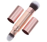 PENIKOKO Retractable Dual Ended Makeup Brush for Women Rose Gold Compact Concealer and Foundation Brush Portable Blush Tool No Shedding for Travel and Touch Ups