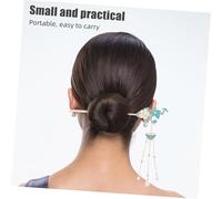 PENIKOKO Retro Shaped Chinese Hairpin with Blue Enamel Floral Design Metal Tassel Hair Accessory for Hanfu Women and Vintage Inspired Elegant Hair Stick for Traditional Festivals and Modern