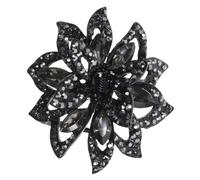 PENIKOKO Rhinestone Flower Hair Claw Clip for Small Decorative Jaw Clip with Alloy Comfortable Hold for Thin Thick Hair Stylish Black with Sparkling Grey Crystals for Weddings and Daily Use