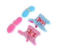 PENIKOKO Small Adjustable Rat Harness and Leash Set 2pcs Blue and Pink Striped Portable Comfortable Hamster Chest Strap for Small Pets