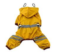 PENIKOKO Small Dog Raincoat Reflective Rain Hoodie with Elastic Trim and Open Tail Design for Puppies and Small Breeds Pomeranian Yellow