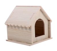 PENIKOKO Small Hamster Wooden Hideout Natural Solid Wood Guinea Pig House with Cozy Hideout Small Pet Shelter for Hamsters Squirrels Hedgehogs and Guinea Pigs Rustic Farm Style