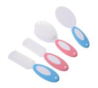 PENIKOKO Soft Bristle Hair Brush and Comb Set for Newborn Bathing and Grooming Ergonomic Handle Dual Pink and Blue Colors Gentle Scalp Massage and Shampoo Wash Kit for Boys