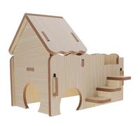 PENIKOKO Solid Wood House Toy Guinea Pig Hideout Multi-function Hamster House Wave Ramp Small Animal Bed for Guinea Pig and Hamster Cage Accessories
