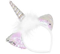 PENIKOKO Sparkly LED Unicorn Headband Cat Ears, Cloth Material, Gorgeous Photo Prop and Party Flash Decor for Girls Birthday and Photo Shoots