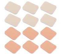 PENIKOKO Square Makeup Powder Pads 12pcs Set, White and Skin Tone Colors, Dry and Wet Use Cosmetic Pads for Face Care and Foundation Application, Girl Makeup Tool for Daily Beauty Routine