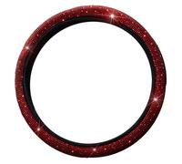 PENIKOKO Steering Wheel Cover with Increased Friction for Car Interiors Red Rhinestones Easy to Install Synthetic Material Fashion Crystal Suitable for Most Models on The Market