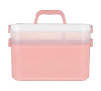 PENIKOKO Storage Box Nail Polish Handheld Nail Art Toolbox Double-Layer Well-Organized PP Plastic Tool Box with Handle for Home Use and-The-Go