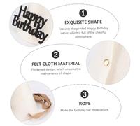 PENIKOKO Thickened Felt Birthday Party Hat with Happy Birthday Letter Decor Adorable White Pom Pom Design Comfortable Wear Easy Off for Adults