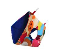 PENIKOKO Triangle Parrot Hammock Small Canvas Hanging Bird Nest Bed with Blue Interior and Bear Design Secure Resting Spot for Small Birds and Pets Suitable for Parrot Cages and Indoor Use