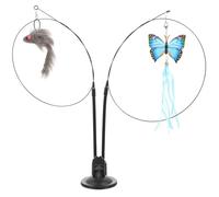 PENIKOKO Two-headed Feather Cat Toy Handheld Teaser Stick Sucker Cat Teaser Interactive Toy for Indoor Pet Accessory