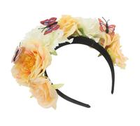 PENIKOKO Vintage Butterfly Floral Headband Elegant Halloween Party Headpiece with Realistic Artificial Flowers for Women Mexican Day Dead Cosplay Accessory