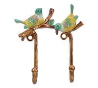 PENIKOKO Vintage Enamel Bird Branch Wall Hooks Zinc Alloy Coat Hat Bag Hangers with Metal Key Organizer Rack for Entryway Bedroom Hallway Decorative European Animal Wall Mounted Coat Hooks