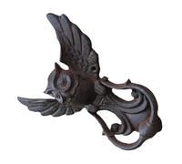 PENIKOKO Vintage Owl Iron Door Knocker with Cast Iron Pull Handle and Screws Antique Style Yard Door Handle for Garden European and American Industrial Design